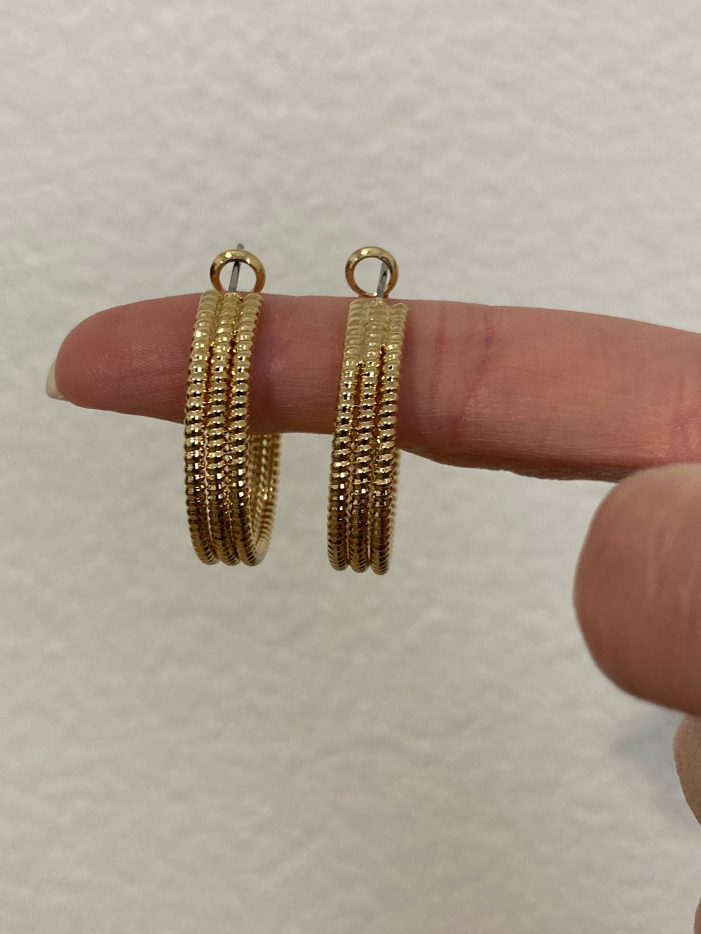 New Vanessa Mooney Gold Textured Multi-Band Hoop Earrings Gold hoops